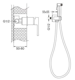 Гигиенический душ со смесителем Rose R2805H чёрный матовый